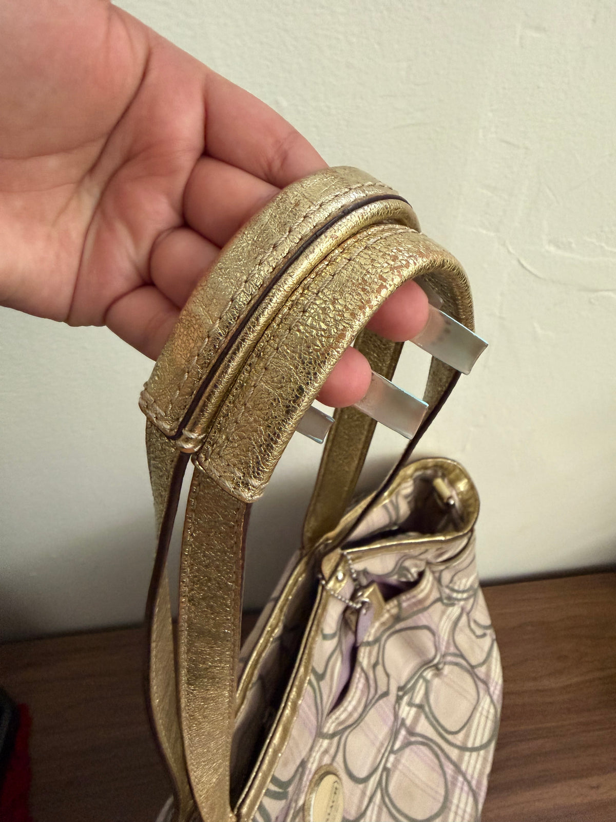 Coach stripe plaid tote/diaper bag