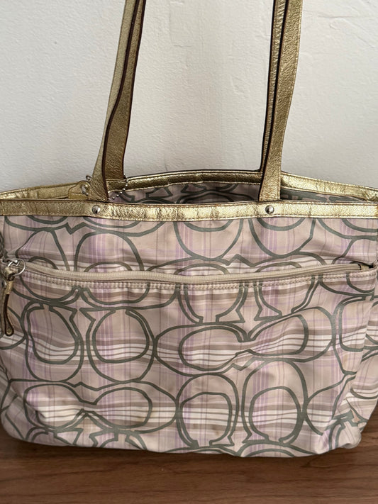 Coach stripe plaid tote/diaper bag