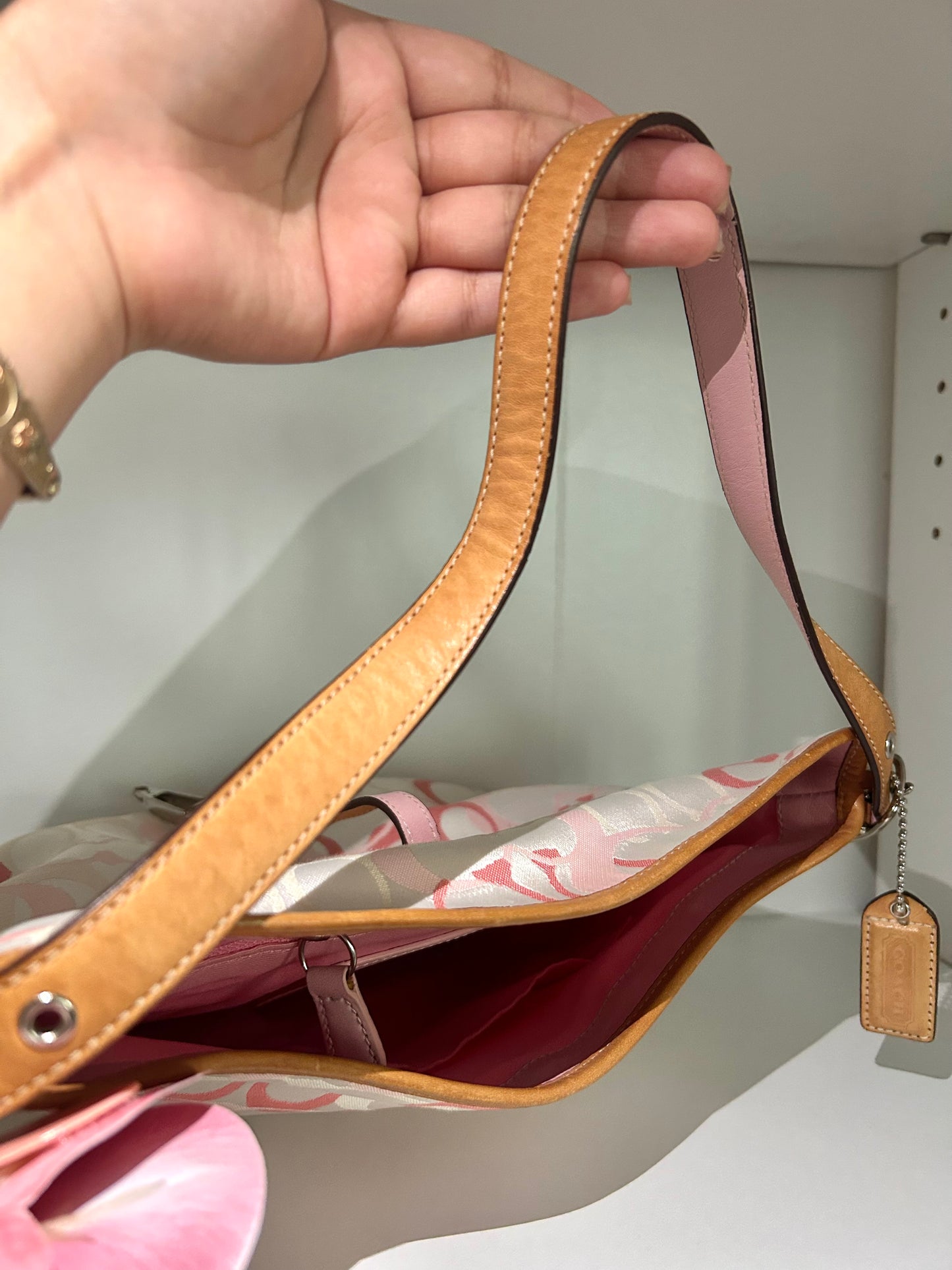 Pink Optic Hobo Clip Purse