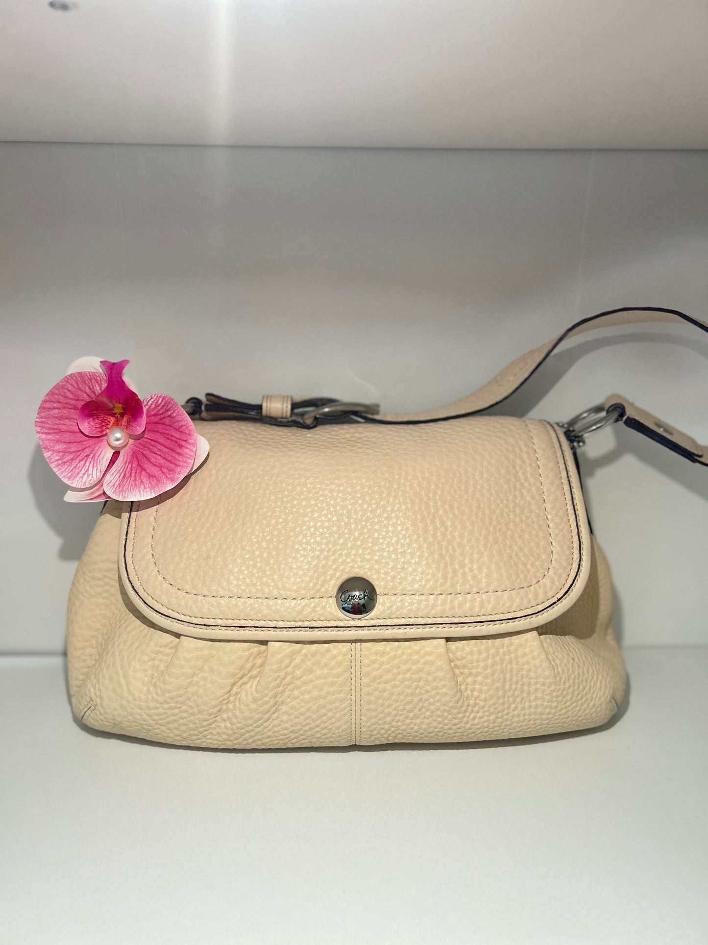 Coach Soho Cream Pebble Leather Shoulder Bag