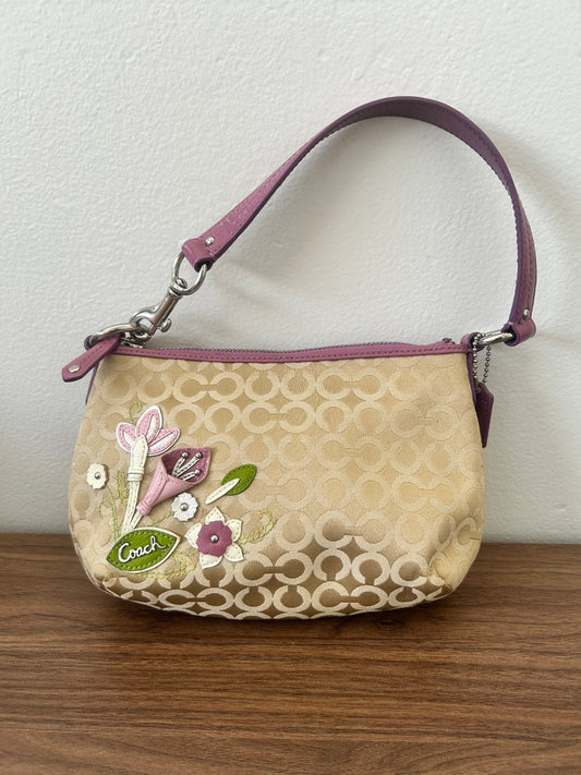 Coach shoulder bag flower appliqué